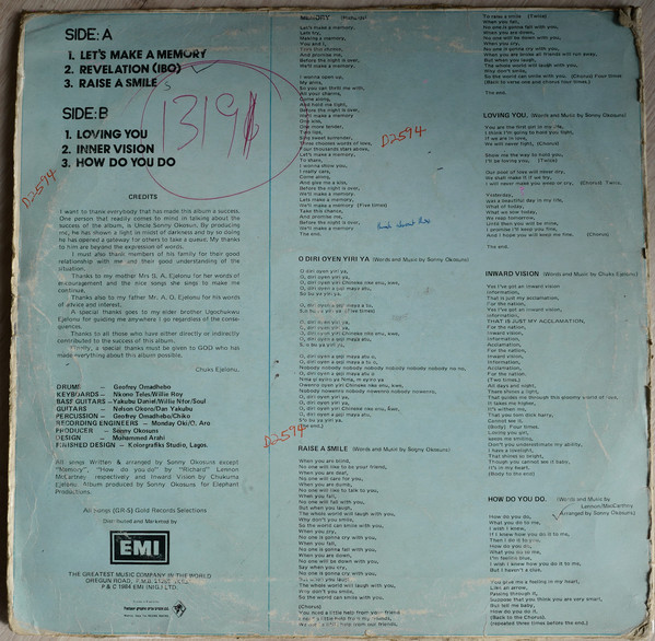 Chukwuma Ejelonu - Let's Make A Memory | Gold Records (GR 003) - 2 Chukwuma Ejelonu - Let's Make A Memory | Gold Records (GR 003) - 2