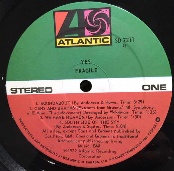Yes - Fragile | Atlantic (SD 7211) - 4