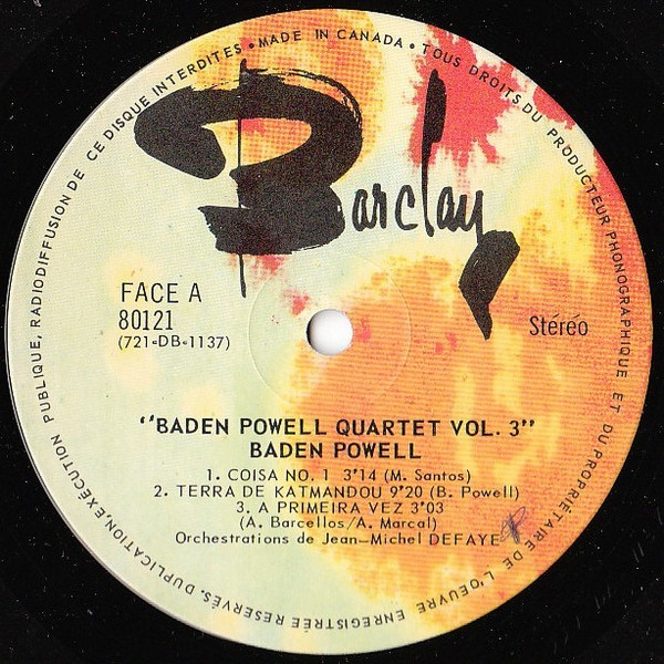 Baden Powell Quartet - Vol. 3 | Barclay (80121) - 2