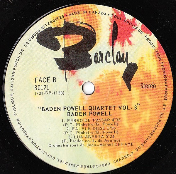 Baden Powell Quartet - Vol. 3 | Barclay (80121) - 3