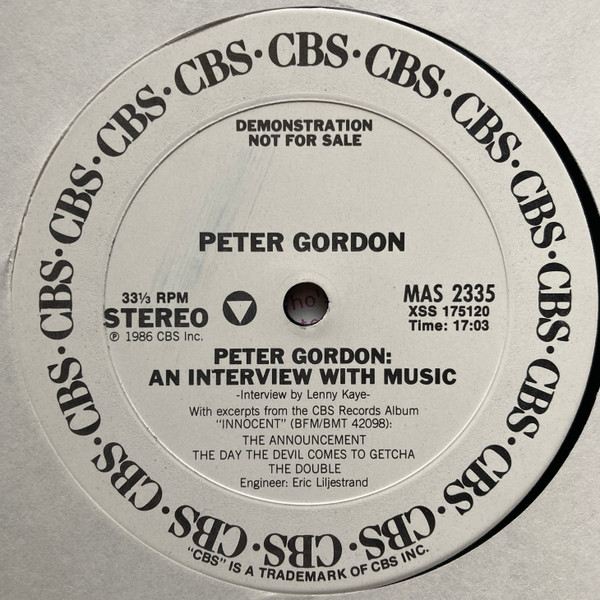 Peter Gordon - An Interview With Music | CBS (MAS 2335) - 3