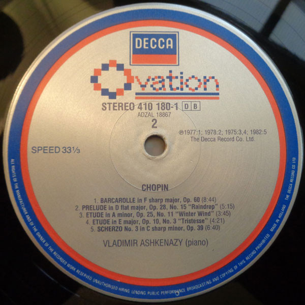 Frédéric Chopin , Vladimir Ashkenazy - Favourite Piano Works = Oeuvres Choisies = Beliebte Chopin-Werke | Decca (410 180-1) - 4
