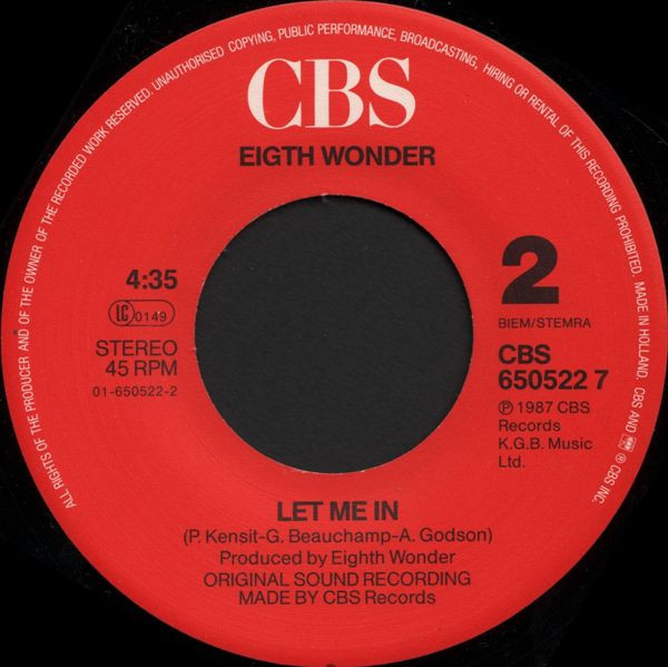 Eighth Wonder - When The Phone Stops Ringing | CBS (CBS 650522 7) - 4
