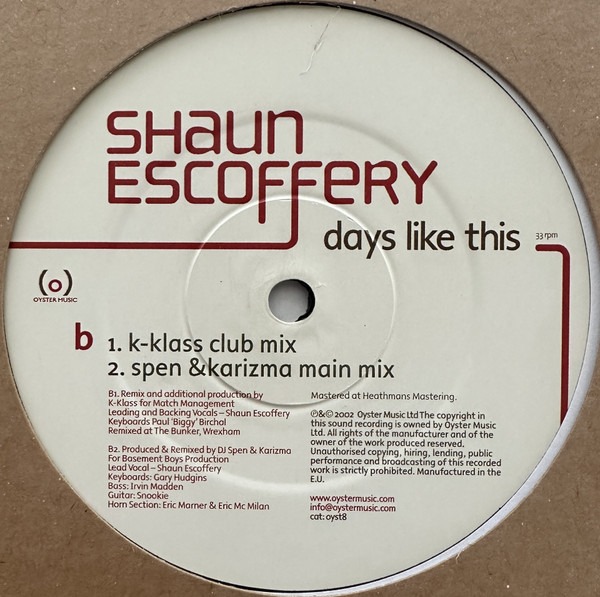 Shaun Escoffery - Days Like This | Oyster Music (Oyst 8) - 4