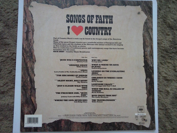 Various - I Love Country Songs Of Faith | CBS (4510051) - 2 Various - I Love Country Songs Of Faith | CBS (4510051) - 2
