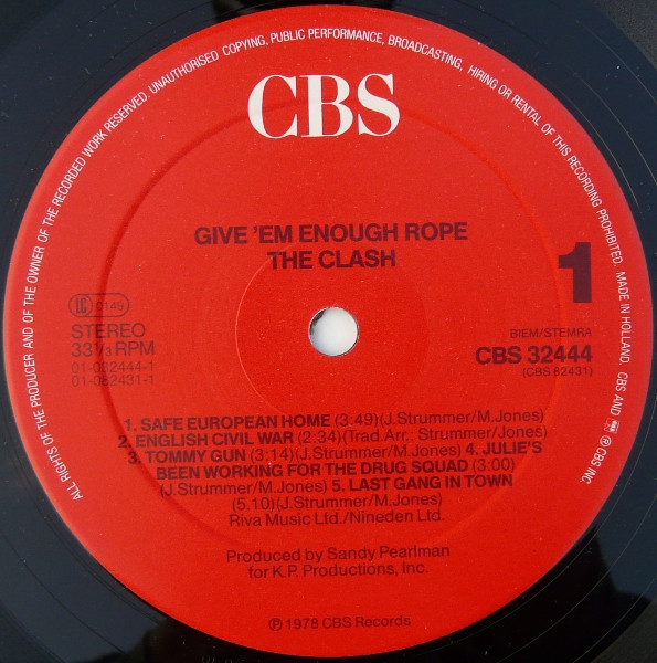 The Clash - Give 'Em Enough Rope | CBS (CBS 32444) - 3