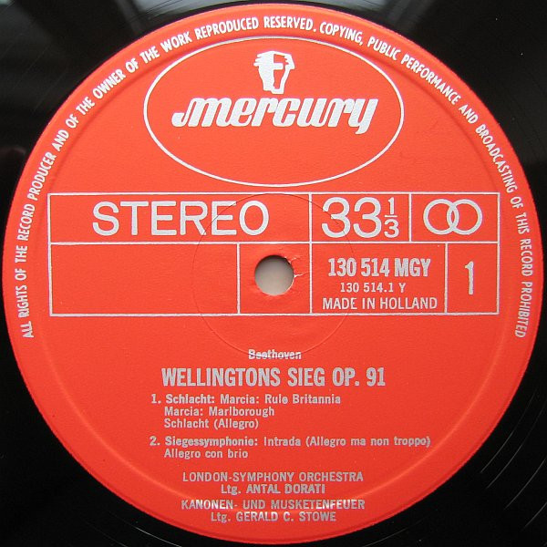 Pyotr Ilyich Tchaikovsky / Ludwig van Beethoven - Minneapolis Symphony Orchestra , London Symphony Orchestra , Antal Dorati - 1812 Festival Overture, Op. 49 / Wellington's Victory | Mercury (130 514 MGY) - 3