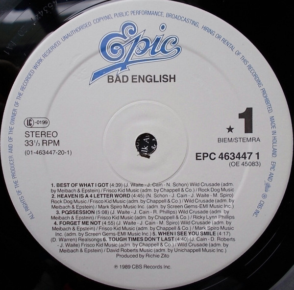 Bad English - Bad English | Epic (EPC 463447 1) - 3 Bad English - Bad English | Epic (EPC 463447 1) - 3