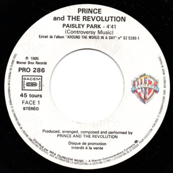 Prince And The Revolution - Paisley Park | Warner Bros. Records (PRO 286) - 3 Prince And The Revolution - Paisley Park | Warner Bros. Records (PRO 286) - 3