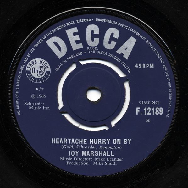 Joy Marshall - Heartache Hurry On By | Decca (F.12189)