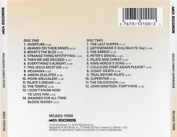 Various - Jesus Christ Superstar (The Original Motion Picture Sound Track Album) (2CD) [CD] | MCA Records (MCAD2-11000) - 2