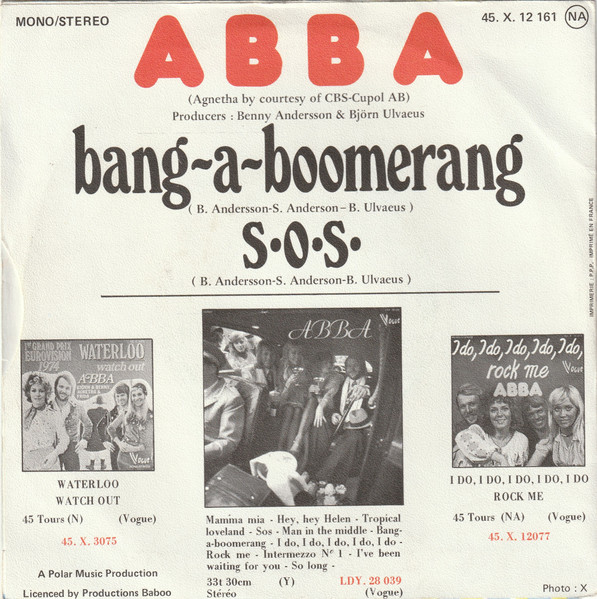 ABBA - Bang-A-Boomerang / S.O.S. | Vogue (45 X 12161) - 2