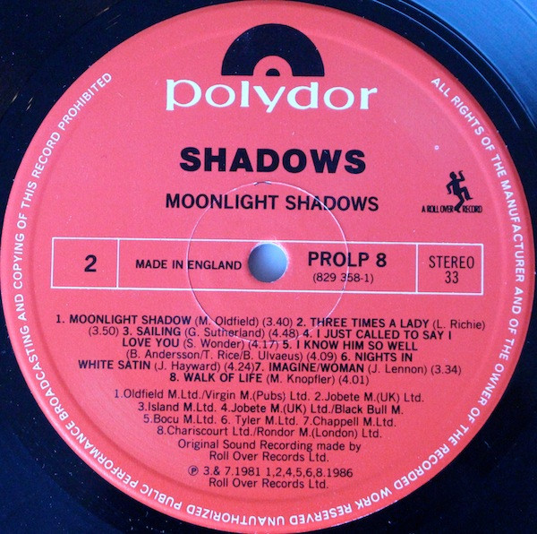 The Shadows - Moonlight Shadows | Polydor (PROLP 8) - 4 The Shadows - Moonlight Shadows | Polydor (PROLP 8) - 4