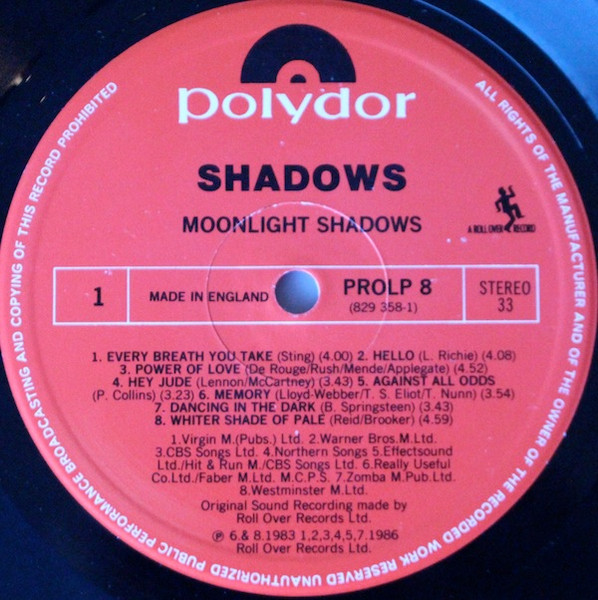 The Shadows - Moonlight Shadows | Polydor (PROLP 8) - 3 The Shadows - Moonlight Shadows | Polydor (PROLP 8) - 3