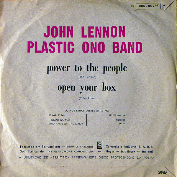 John Lennon / The Plastic Ono Band - Power To The People | Parlophone (8E 006-04 766 M) - 2