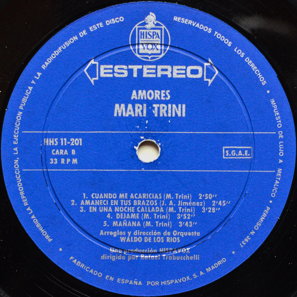 Mari Trini - Amores | Hispavox (HHS 11-201) - 4