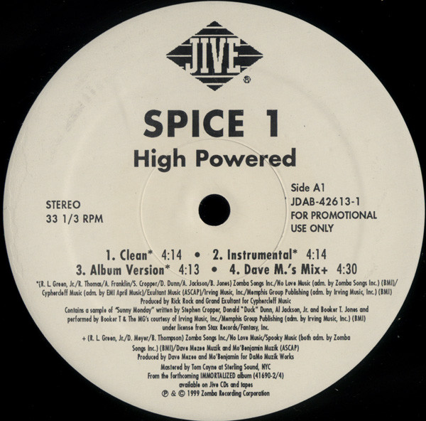 Spice 1 - High Powered / U Can't Fade Me | Jive (JDAB-42613-1) - main Spice 1 - High Powered / U Can't Fade Me | Jive (JDAB-42613-1) - main