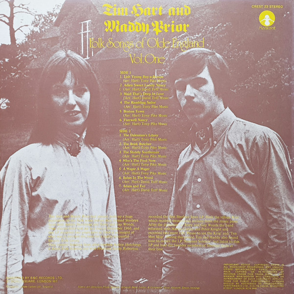 Tim Hart and Maddy Prior - Folk Songs Of Olde England Volume I | Mooncrest (CREST 23) - 2
