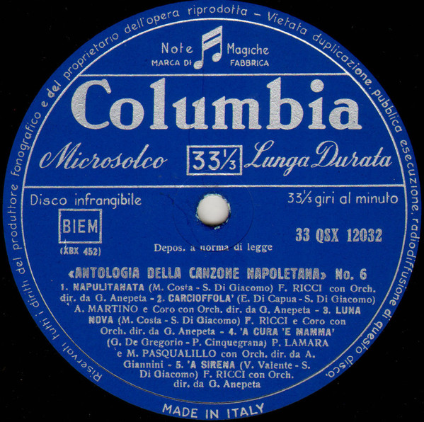 Various - Antologia Della Canzone Napoletana 6 | Columbia (33 - QSX 12032) - 3 Various - Antologia Della Canzone Napoletana 6 | Columbia (33 - QSX 12032) - 3