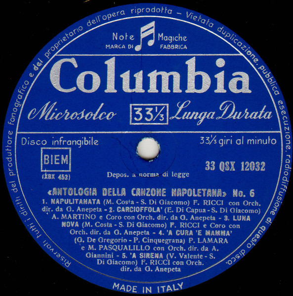 Various - Antologia Della Canzone Napoletana 6 | Columbia (33 - QSX 12032) - 4 Various - Antologia Della Canzone Napoletana 6 | Columbia (33 - QSX 12032) - 4