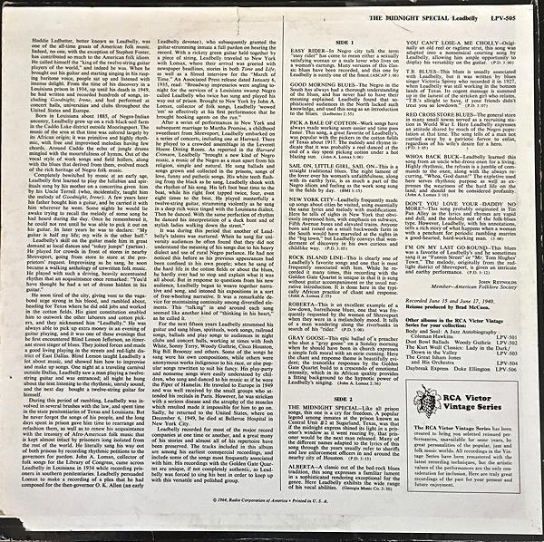 Leadbelly - The Midnight Special | RCA Victor (LPV-505) - 2 Leadbelly - The Midnight Special | RCA Victor (LPV-505) - 2