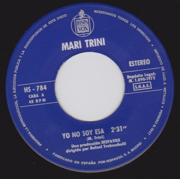 Mari Trini - Yo No Soy Esa / Ayer | Hispavox (HS - 784) - 3