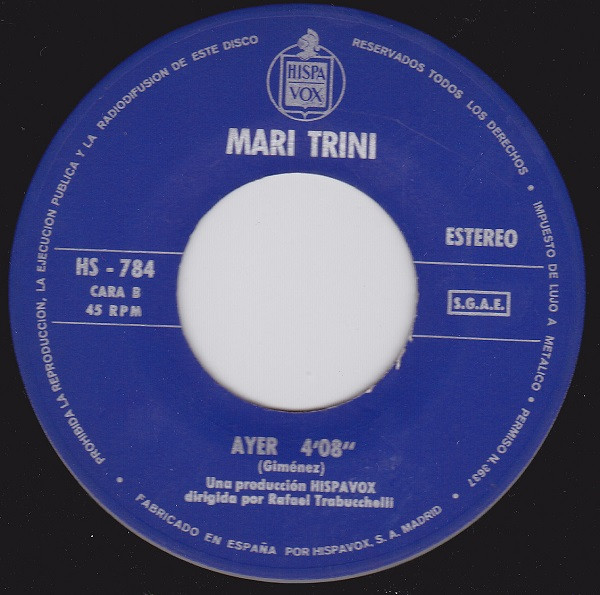 Mari Trini - Yo No Soy Esa / Ayer | Hispavox (HS - 784) - 4