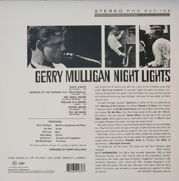 Gerry Mulligan - Night Lights | Verve Records (PHS 600-108) - 2