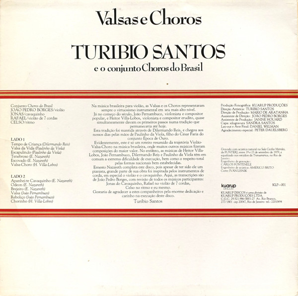 Turibio Santos E O Choros Do Brasil - Valsas E Choros | Kuarup Discos (KLP-001) - 2 Turibio Santos E O Choros Do Brasil - Valsas E Choros | Kuarup Discos (KLP-001) - 2