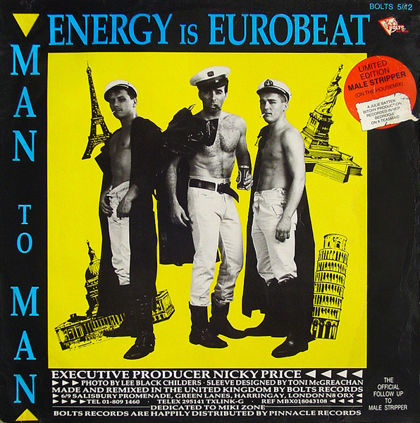 Man 2 Man - Energy Is Eurobeat / I Need A Man / Male Stripper (On The House Mix) | Bolts Records (BOLTS 5/12) - main
