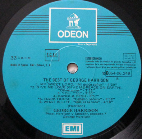 George Harrison - The Best Of George Harrison | Odeon (10 C 064-06249) - 4 George Harrison - The Best Of George Harrison | Odeon (10 C 064-06249) - 4