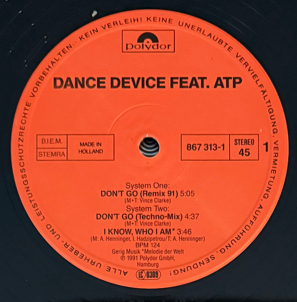 Dance Device - Don't Go | Polydor (867 313-1) - 3