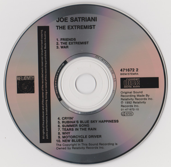 Joe Satriani - The Extremist | Relativity (471672 2) - 3