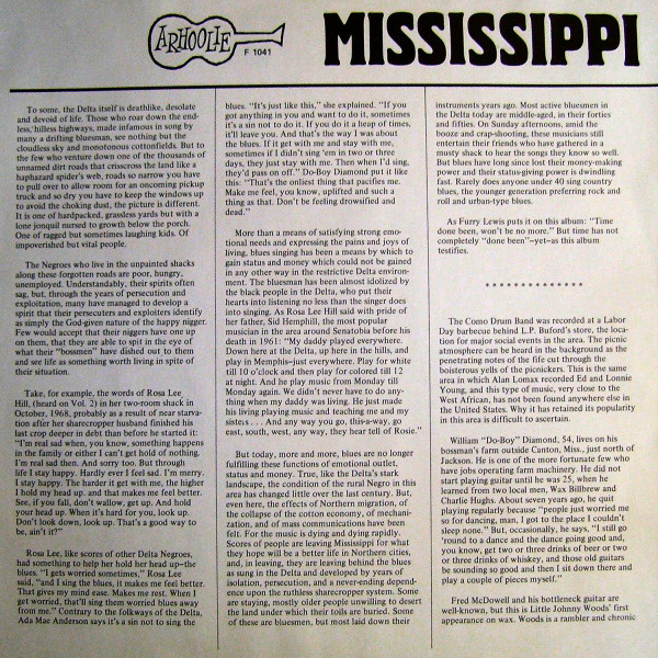 Various - Mississippi Delta Blues Vol. 1 | Arhoolie Records (1041) - 3 Various - Mississippi Delta Blues Vol. 1 | Arhoolie Records (1041) - 3