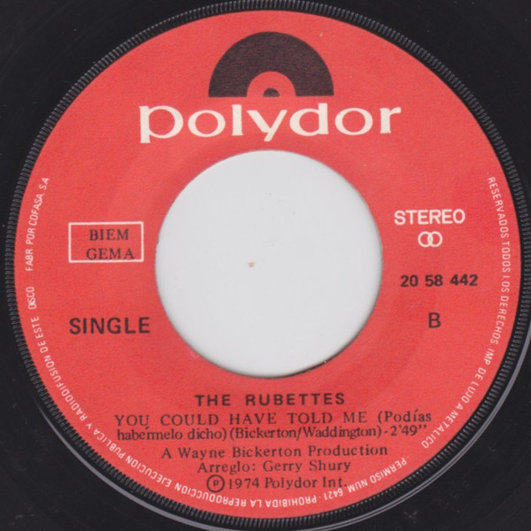 The Rubettes - Sugar Baby Love = Dulce Amor / You Could Have Told Me | Polydor (2058442) - 4
