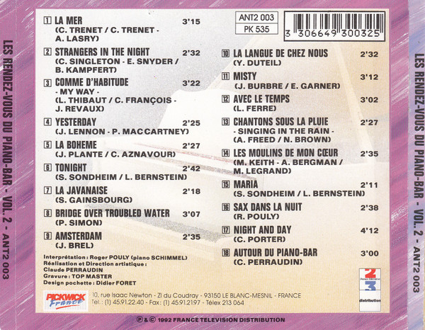 Roger Pouly - Les Rendez-Vous Du Piano Bar Vol. 2 | France Télévision Distribution (ANT2 003) - 2