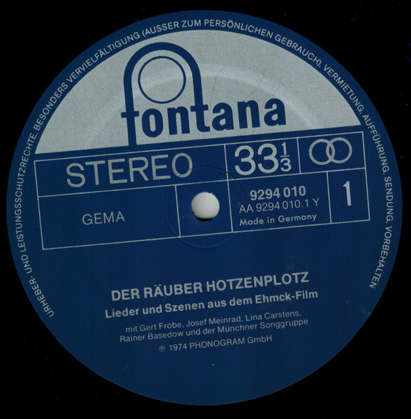 Münchner Songgruppe - Eugen Thomass - Der Räuber Hotzenplotz (Lieder Und Szenen Aus Dem Ehmck-Film) | Fontana (9294 010) - 3