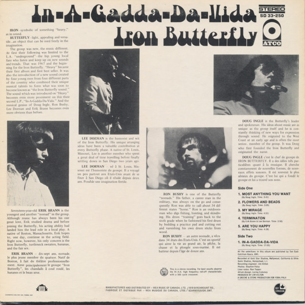 Iron Butterfly - In-A-Gadda-Da-Vida [Vinyl] | ATCO Records (SD 33-250) - 2
