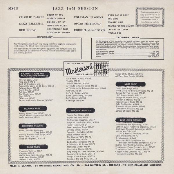 Various - Jazz Jam Session | Masterseal (MS-118) - 2