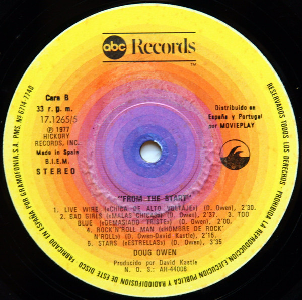 Doug Owen - From The Start - Vinilo | ABC Records (17.1265/5) - 4 Doug Owen - From The Start - Vinilo | ABC Records (17.1265/5) - 4