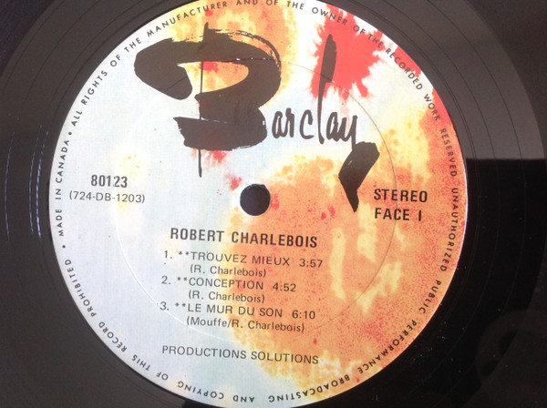 Robert Charlebois - Charlebois | Barclay (80123) - 3