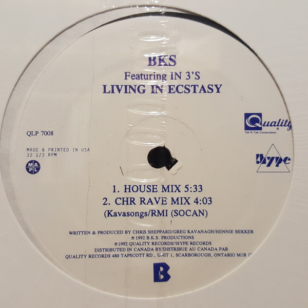 BKS Featuring In 3's - Living In Ecstasy | Quality (QLP 7008) - 2 BKS Featuring In 3's - Living In Ecstasy | Quality (QLP 7008) - 2