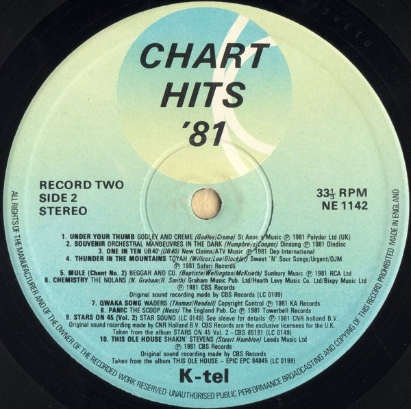 Various - Chart Hits 81 Volume 2 | K-Tel (NE 1142) - 4 Various - Chart Hits 81 Volume 2 | K-Tel (NE 1142) - 4