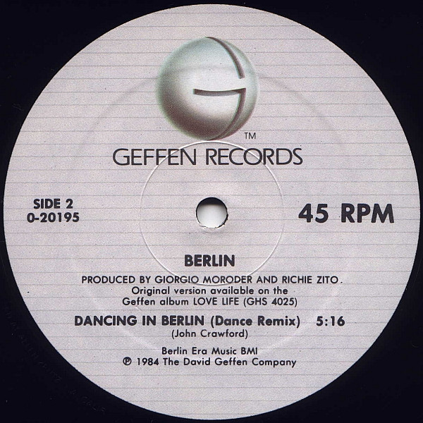 Berlin - No More Words / Dancing In Berlin | Geffen Records (0-20195) - 4