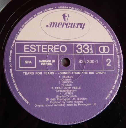 Tears For Fears - Songs From The Big Chair | Mercury (824 300-1) - 3 Tears For Fears - Songs From The Big Chair | Mercury (824 300-1) - 3