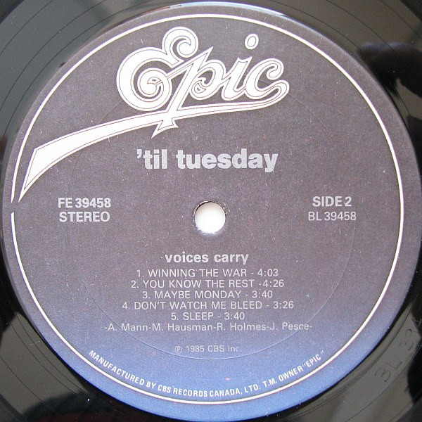 'Til Tuesday - Voices Carry | Epic (FE 39458) - 4