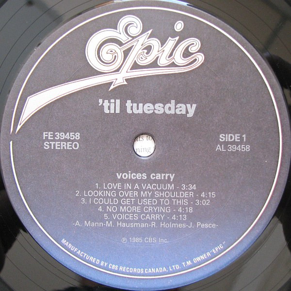 'Til Tuesday - Voices Carry | Epic (FE 39458) - 3