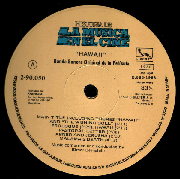 Elmer Bernstein - Hawaii (Original Motion Picture Score) | Liberty (2-90.050) - 3