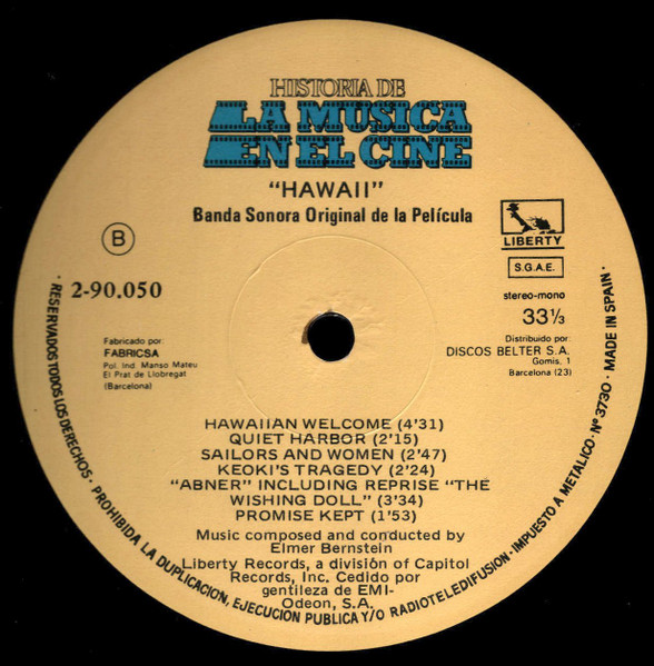 Elmer Bernstein - Hawaii (Original Motion Picture Score) | Liberty (2-90.050) - 4