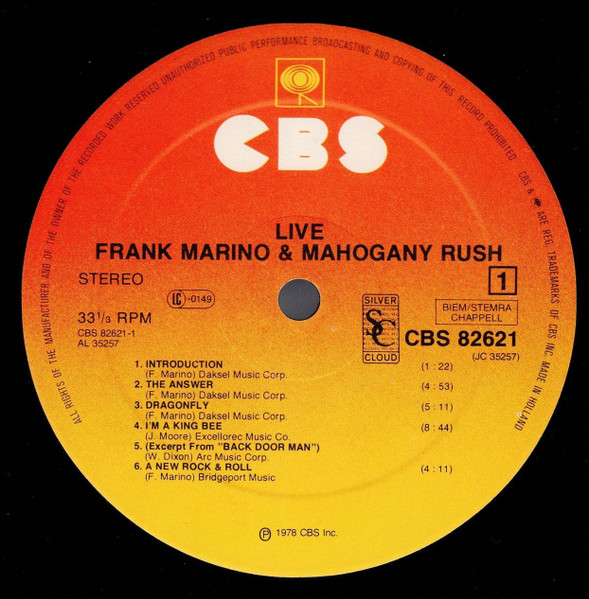 Frank Marino & Mahogany Rush - Live | CBS (CBS 82621) - 3 Frank Marino & Mahogany Rush - Live | CBS (CBS 82621) - 3